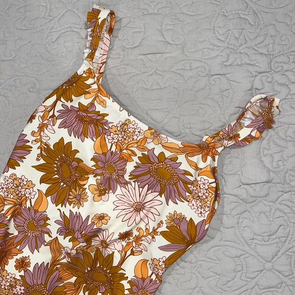 NWOT Floral one piece bathing suit open back size large - Picture 3 of 9